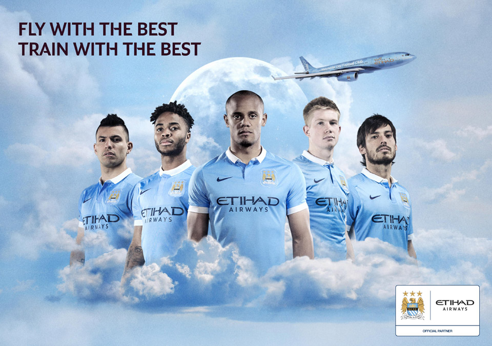 Parte de las campañas de Marketing del Manchester City con Etihad Airways.