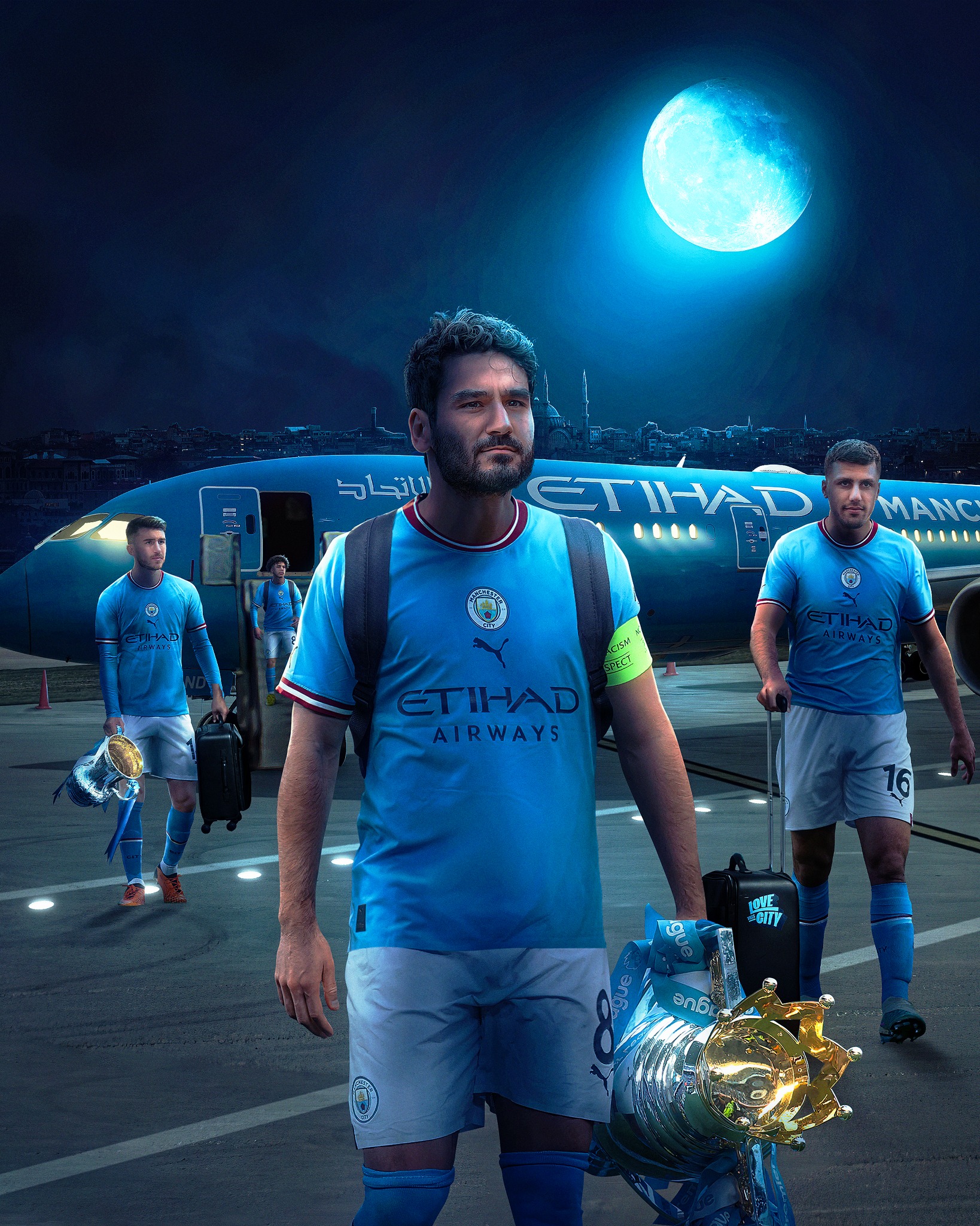 Promo Manchester city campeón con Etihad airways como patrocinador